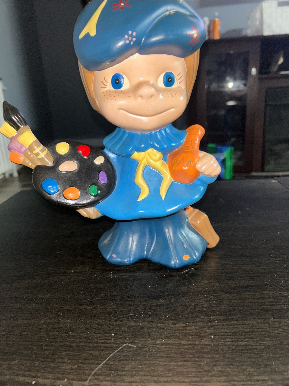Vintage hand painted ceramic figurine referred to as the French painter 1970s